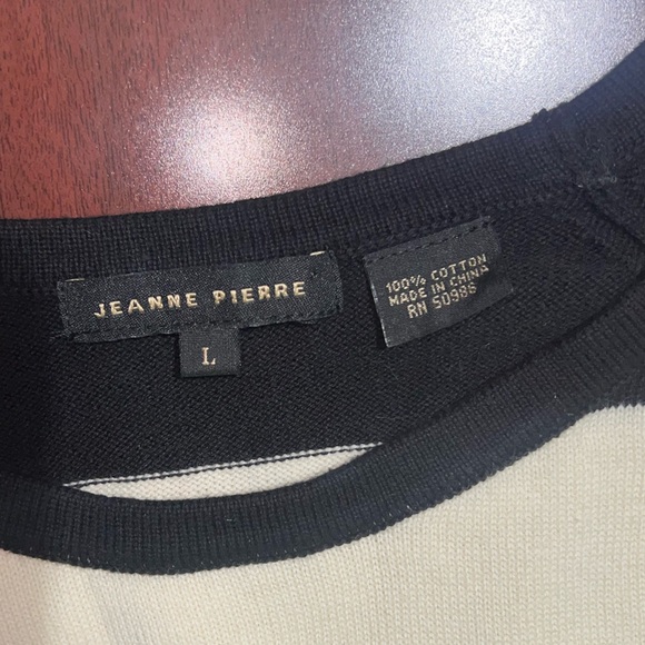 Jeanne Pierre Black and Cream Knit Top - Picture 2 of 3